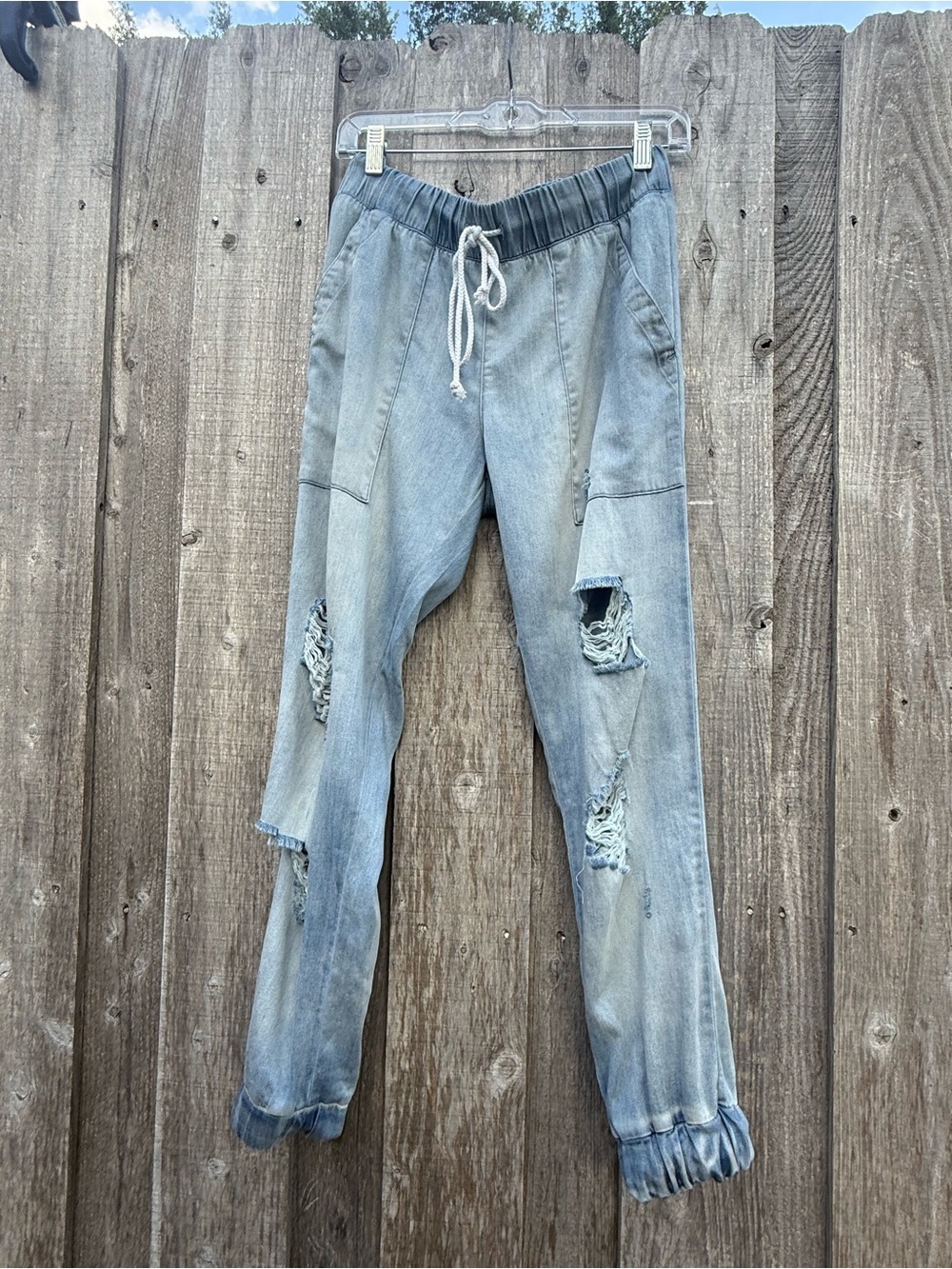 Bella Dahl Distressed Denim Jogger Pants Size Small